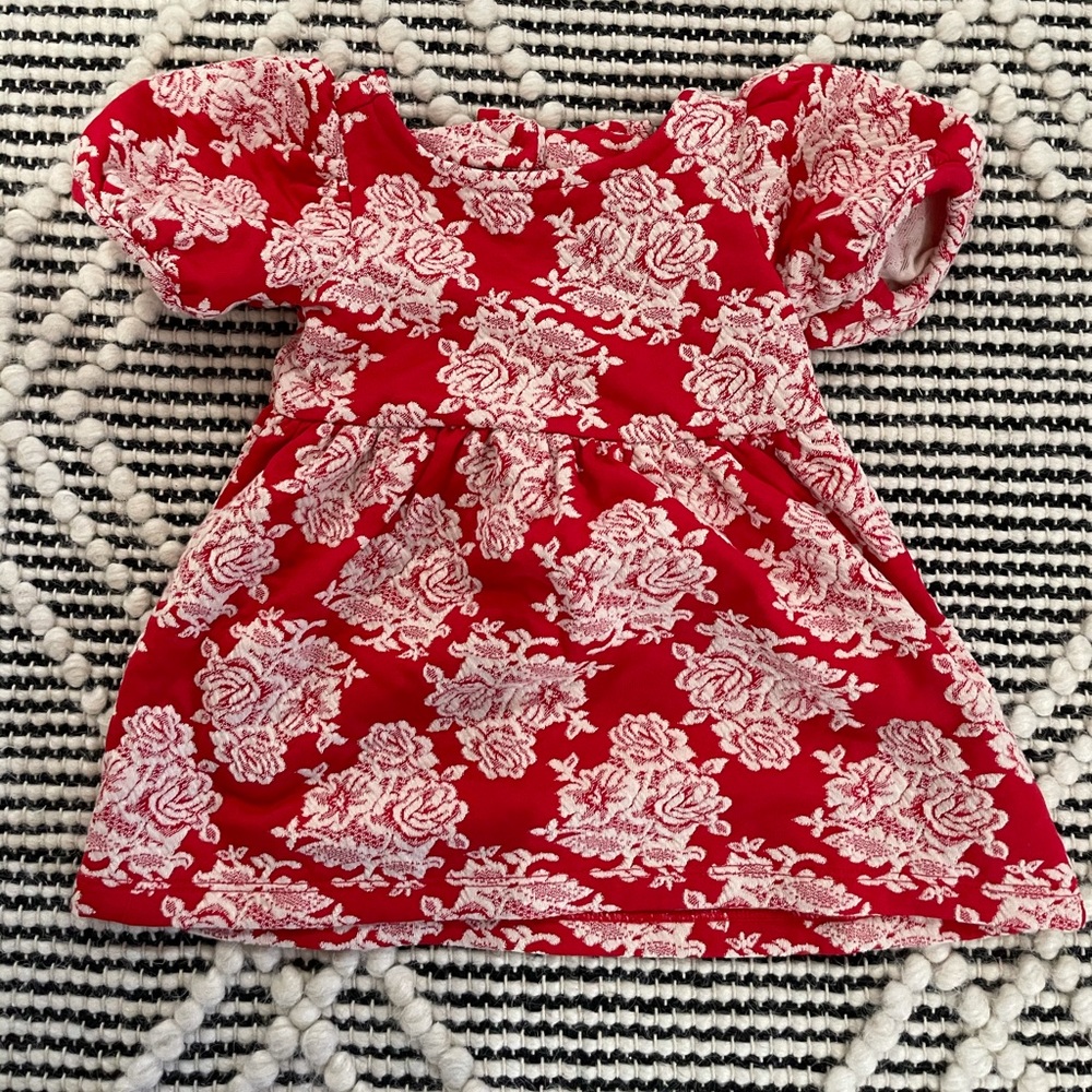 Red and white floral Janie and Jack baby dress